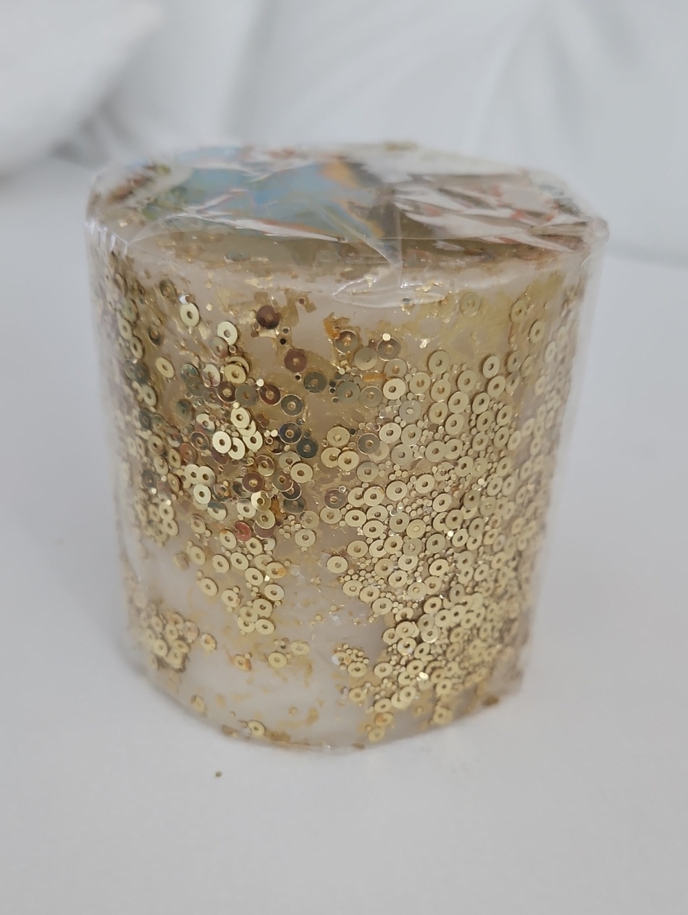 Hobby Lobby Gold Sequin Embellished Pillar Candle